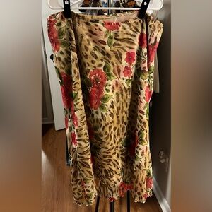 Y2K floral animal print skirt